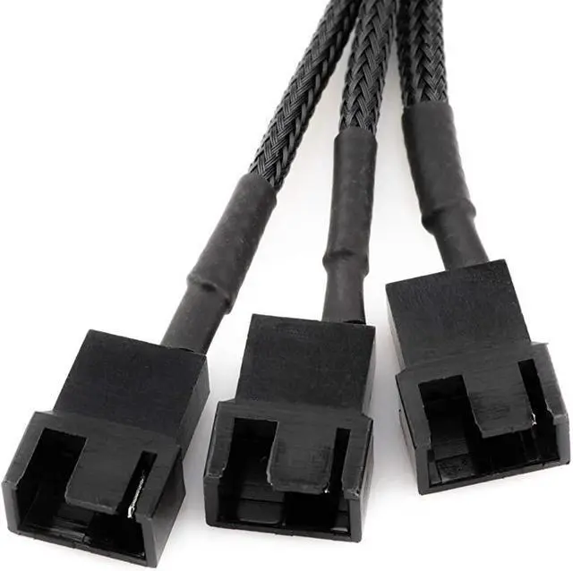 Alt view image 3 of 6 - SATA to 3 x 4Pin PWM Sleeved Fan Power Adapter Cable