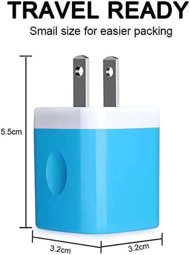Alt view image 3 of 7 - Wall Charger  3Pack Dual Port USB Home Travel Wall Charger Plug Compatible with iPhone X87 Plus6 Plus Tablet Samsung Galaxy S10S10+S9S8 S7 S6 Edge HTC LG Sony and More