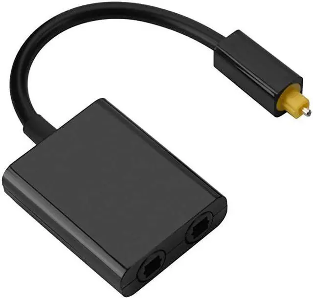 Alt view image 7 of 7 - in 2 Out Dual Port Digital Optical Audio Toslink Splitter Adapter Audio Fiber Optic CableBlack