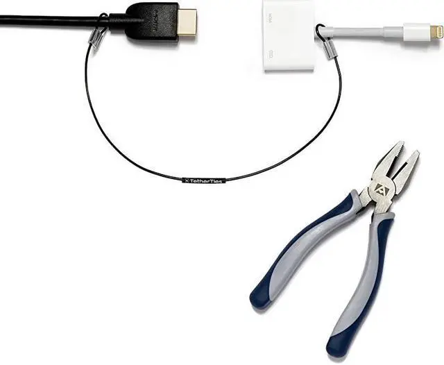 Main image of Cable Tethers Black 10 Pack | PatentPending PreAssembled Adapter Tethers | Secure Your Computers Adapters Mac Dongles | Easy Installation | Free Crimping Tool