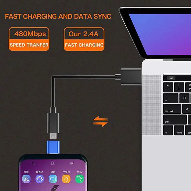 Alt view image 4 of 7 - USB Type C Adapter 4Pack Micro USB Female to USB C Male Convert Connector Fast Charging Compatible with Samsung Galaxy S10e S10 S9 S8 PlusNote 9 8Google Pixel 2 3 XLLG V40 V20 G5Blue