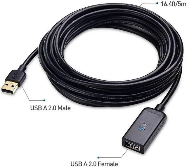 Alt view image 6 of 6 - Active USB Extension Active USB Extender USB Male to Female 5M 164 Feet for Webcam Oculus Sensor HTC Vive Link Box Xbox Kinect Playstation Camera and More