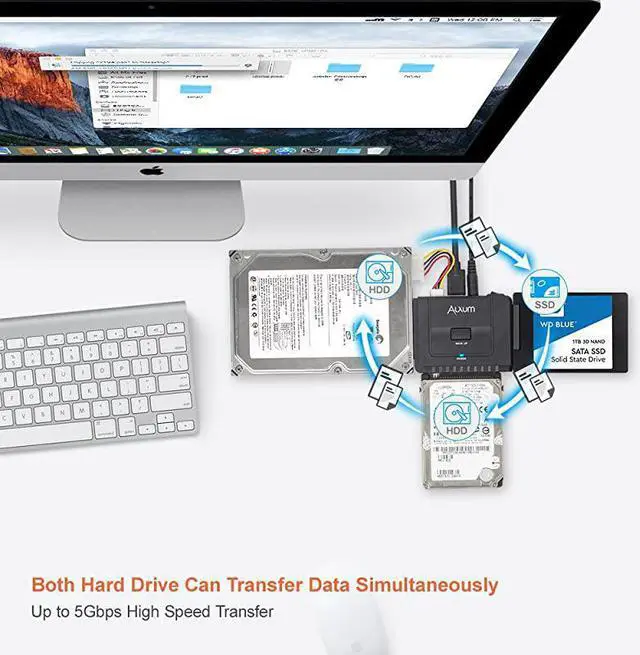 Alt view image 7 of 7 - USB 30 to IDE SATA Converter for Universal 25 amp 35 inches SATA HDD SDD amp IDE HDD Drives Support One Touch Backup Function Hard Drive Adapter with 12V 2A Power Adapter and USB 30 Cable