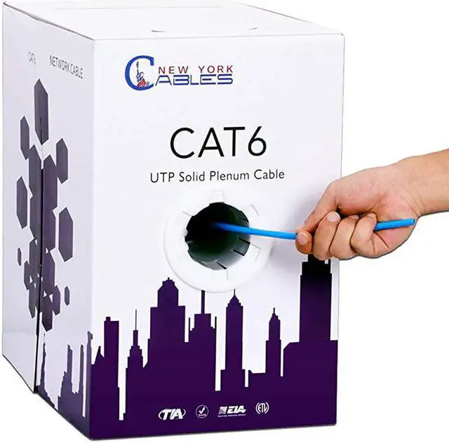 Main image of Plenum Cable 1000ft CMP Fluke Tested Ethernet Cables 550MHz 23AWG10 Gigabit UTP LAN Internet Cable Unshielded Twisted Pair Solid Bandwidth Blue