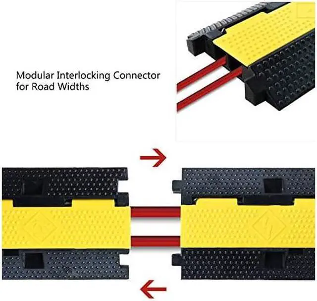 Alt view image 4 of 7 - 1 Pack Rubber Cable Ramp Hose Cable Protector Ramp 2 Channel 22000Lbs Load Capacity Traffic Speed Bump Wires Power Lines Extension Cord Cover for Indoor Outdoor