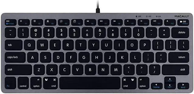 Main image of Slim USB Wired Small Compact Mini Computer Keyboard for Apple Mac, iMac, MacBook Pro/Air, Mac Mini, Windows PC Desktops, Laptop (Space Gray)