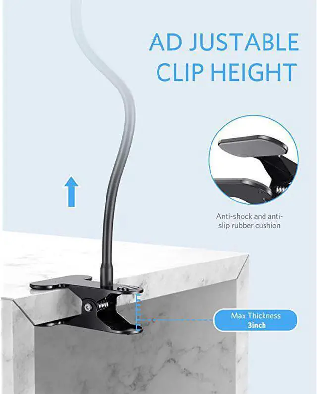 Alt view image 4 of 6 - BTIH600BK Gooseneck Phone Holder Lazy Bracket Holder 360° Swivel for iPhone and Other Smart Phones for Bedroom Office Bathroom Kitchen Black