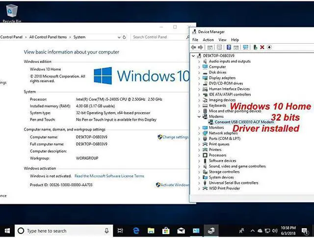 Alt view image 5 of 5 - 56K External Dial Up Fax Data Modem Windows 108 7 XPVista