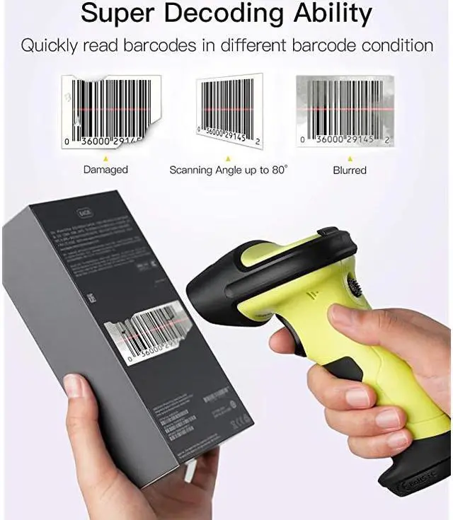 Alt view image 2 of 7 - Barcode Scanner Wireless Scanner 2600mAh Battery 35M Range Automatic Scanning BCST60 Green