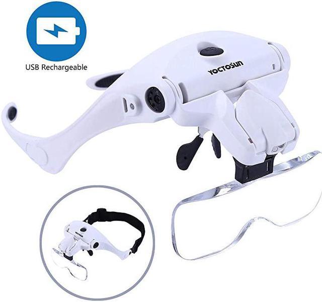 LED Head Magnifier Rechargeable Hands Free Headband Magnifying