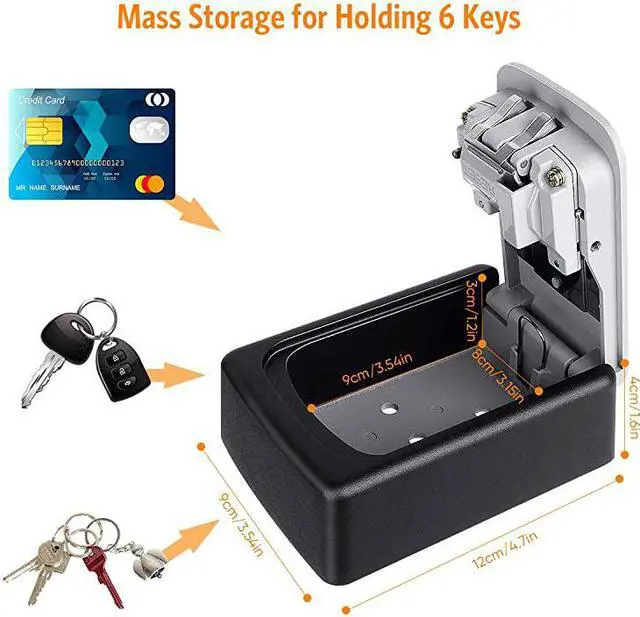 Alt view image 4 of 7 - Lock Box Wall Mounted 4 Digit Combination Lock Box for House Weatherproof Safe Security Storage Lock Box for Outside Realtors Garage Spare s Grey