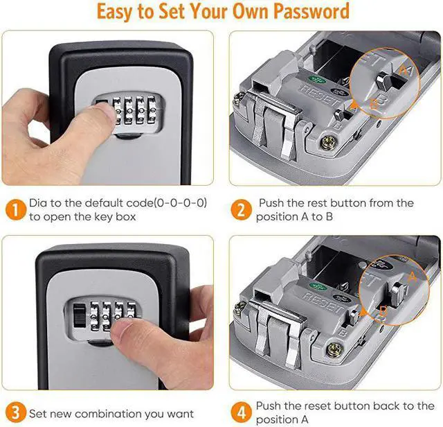 Alt view image 5 of 7 - Lock Box Wall Mounted 4 Digit Combination Lock Box for House Weatherproof Safe Security Storage Lock Box for Outside Realtors Garage Spare s Grey