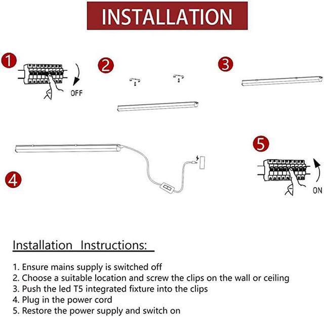 Alt view image 6 of 7 - T5 Led Integrated Fixture 4FT Utility Shop Light Tube Garage Light 20W 6500K 2200Lm LED Ceiling Light and Under Cabinet Light Plug and Play Corded Electric12Pack