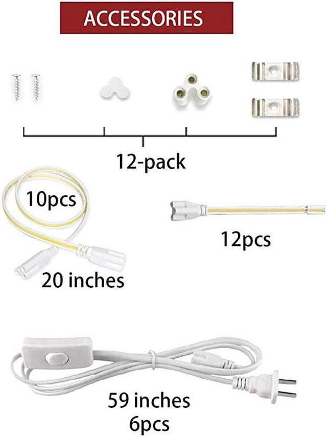 Alt view image 7 of 7 - T5 Led Integrated Fixture 4FT Utility Shop Light Tube Garage Light 20W 6500K 2200Lm LED Ceiling Light and Under Cabinet Light Plug and Play Corded Electric12Pack