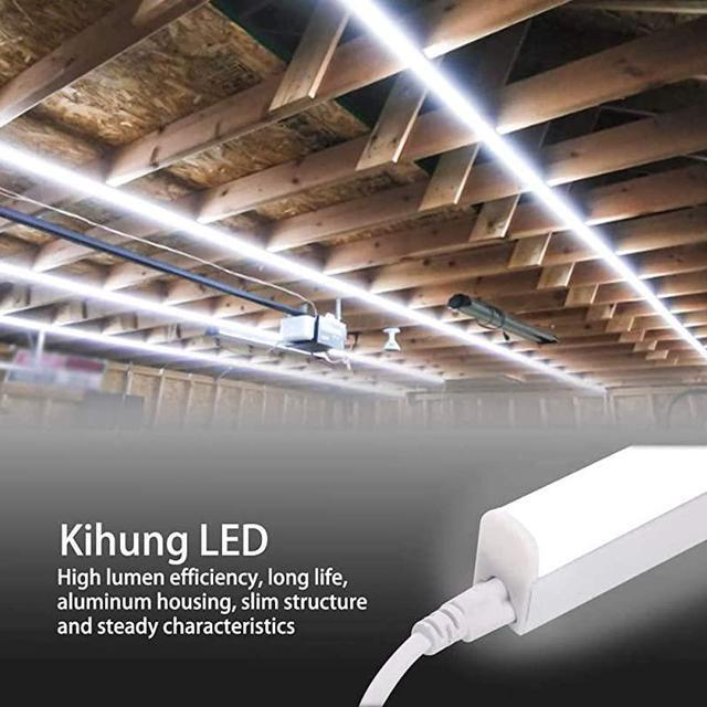 Alt view image 2 of 7 - T5 Led Integrated Fixture 4FT Utility Shop Light Tube Garage Light 20W 6500K 2200Lm LED Ceiling Light and Under Cabinet Light Plug and Play Corded Electric12Pack
