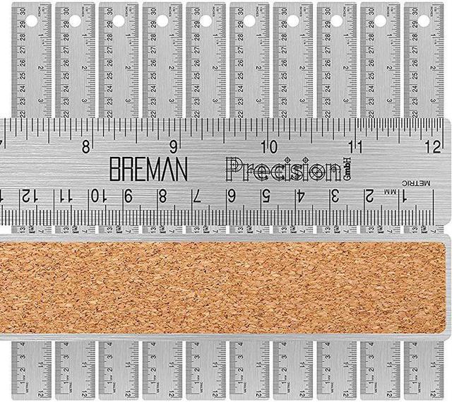 Metal Rulers 12 Inch Stainless Steel Corked Backed Metal Ruler Set 10 Pack  of Premium Straight Edge Metal Rulers Flexible Non Slip Stainless Steel  Ruler Set Inch and Metric 