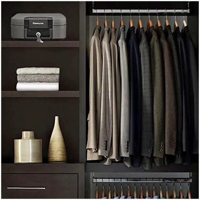 Alt view image 2 of 6 - CHW20221 Fireproof Box and Waterproof Box with Key Lock 028 Cubic FeetCharcoal Gray