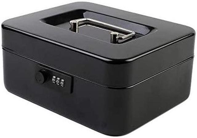 Cash Box with Combination Lock Safe Metal Money Box with Money Tray for Security Lock Box 7.87x 6.30x 3.54 Black 