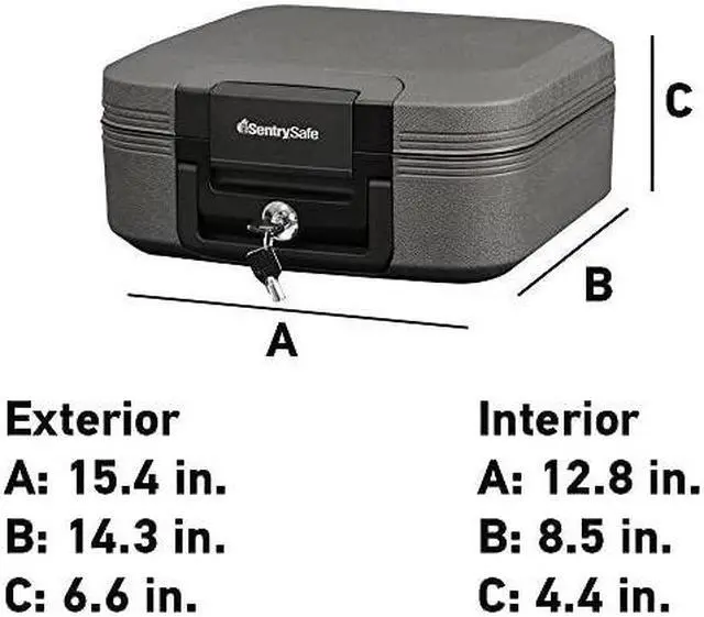 Alt view image 6 of 6 - CHW20221 Fireproof Box and Waterproof Box with Key Lock 028 Cubic FeetCharcoal Gray