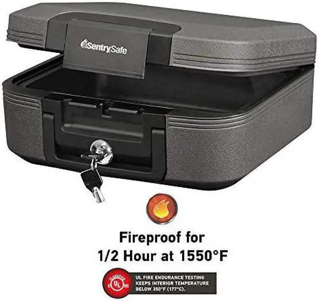 Alt view image 3 of 6 - CHW20221 Fireproof Box and Waterproof Box with Key Lock 028 Cubic FeetCharcoal Gray