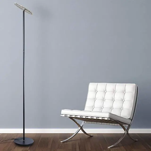 Alt view image 2 of 7 - Dimmable LED Torchiere Floor Lamp 270° Tilt Head 3000 Lumens Adjustable Brightness Standing Pole Lamp Reading Light Floor Lamps for Living Room Bedrooms Dorm and Office Black