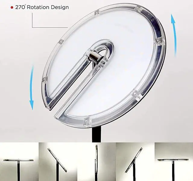 Alt view image 3 of 7 - Dimmable LED Torchiere Floor Lamp 270° Tilt Head 3000 Lumens Adjustable Brightness Standing Pole Lamp Reading Light Floor Lamps for Living Room Bedrooms Dorm and Office Black
