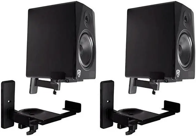 Alt view image 3 of 7 - Pair  RHSB8 Wall Mount Swivel Home Theater Bookshelf Speaker Brackets,Black
