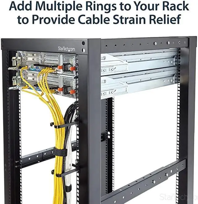 Alt view image 4 of 7 - CMHOOK1UN .com 1U Vertical 1.8 x 3.9in Server Rack Cable Management D-Ring Hook w/ Flexible Opening - Network Rack-Mount Cord Organizer Ring (CMHOOK1UN) Black