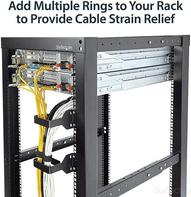 Alt view image 4 of 7 - com 24 x 39in Vertical Cable Management D Ring 15U Metal DRing Hooks Wire Organizer for 2 or 4Post NetworkServer Racks CMHOOKMW Black