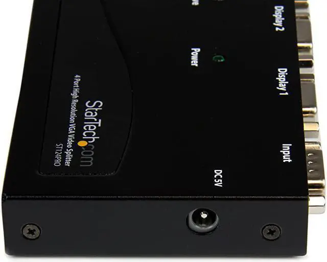 Alt view image 3 of 7 - com 4-Port VGA Video Splitter - 300 MHz- VGA Splitter - 4 port - 2048x1536 @ 80Hz (ST124PRO) Black