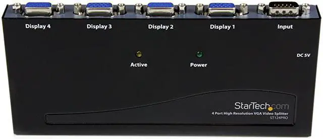 Alt view image 2 of 7 - com 4-Port VGA Video Splitter - 300 MHz- VGA Splitter - 4 port - 2048x1536 @ 80Hz (ST124PRO) Black
