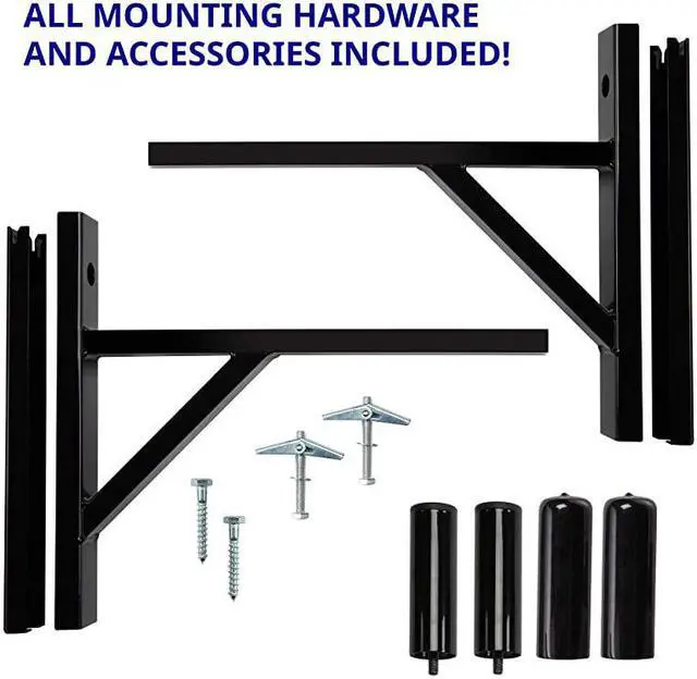 Alt view image 4 of 7 - Wall Mount Speaker Bracket for Professional Audio PA Speaker Holder Set of 2 Pair Heavy Duty Metal Supports 90 Lbs. Weight Capacity Interchangeable Posts Black - LYXWSB15B