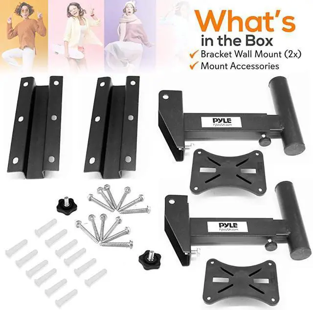 Alt view image 6 of 6 - 90°30° Angle Tilt Rotation Adjustment SolidSteel Pin Serves as SafetyStop Mount Speaker Bracket StandsDual Universal Adjustable w 125 Distance from Wall PSTNDW15