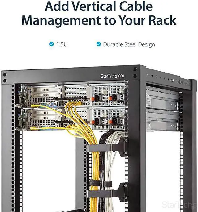 Alt view image 2 of 7 - com 24 x 39in Vertical Cable Management D Ring 15U Metal DRing Hooks Wire Organizer for 2 or 4Post NetworkServer Racks CMHOOKMW Black