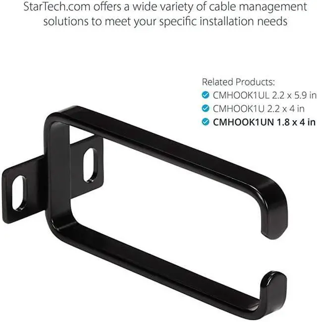 Alt view image 5 of 7 - CMHOOK1UN .com 1U Vertical 1.8 x 3.9in Server Rack Cable Management D-Ring Hook w/ Flexible Opening - Network Rack-Mount Cord Organizer Ring (CMHOOK1UN) Black