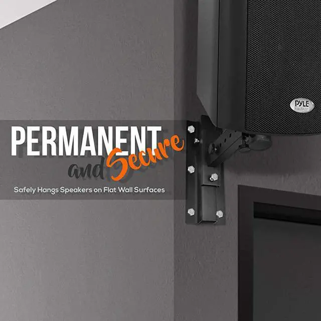 Alt view image 3 of 6 - 90°30° Angle Tilt Rotation Adjustment SolidSteel Pin Serves as SafetyStop Mount Speaker Bracket StandsDual Universal Adjustable w 125 Distance from Wall PSTNDW15