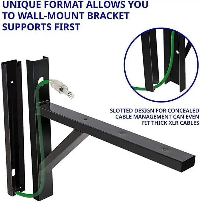 Alt view image 5 of 7 - Wall Mount Speaker Bracket for Professional Audio PA Speaker Holder Set of 2 Pair Heavy Duty Metal Supports 90 Lbs. Weight Capacity Interchangeable Posts Black - LYXWSB15B