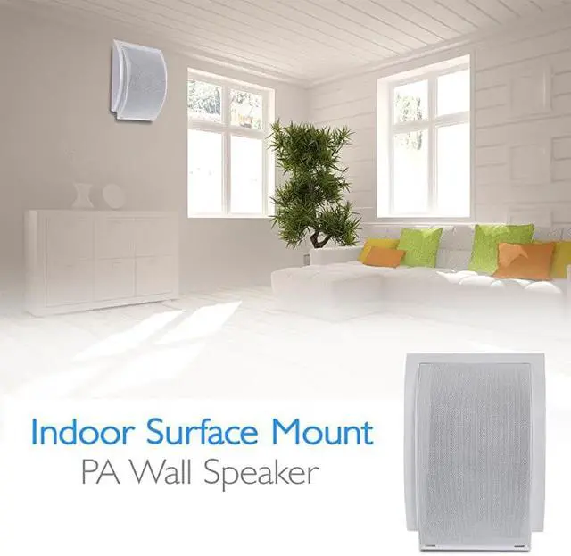 Alt view image 5 of 7 - Indoor Wall Mount PA Speaker 65 Inch 50 Watt Surface Mountable Public Address Speaker with 70 Volt Transformer 130 Hz to 15 kHz Frequency Response 8 Ohm  PDWT6 SILVER