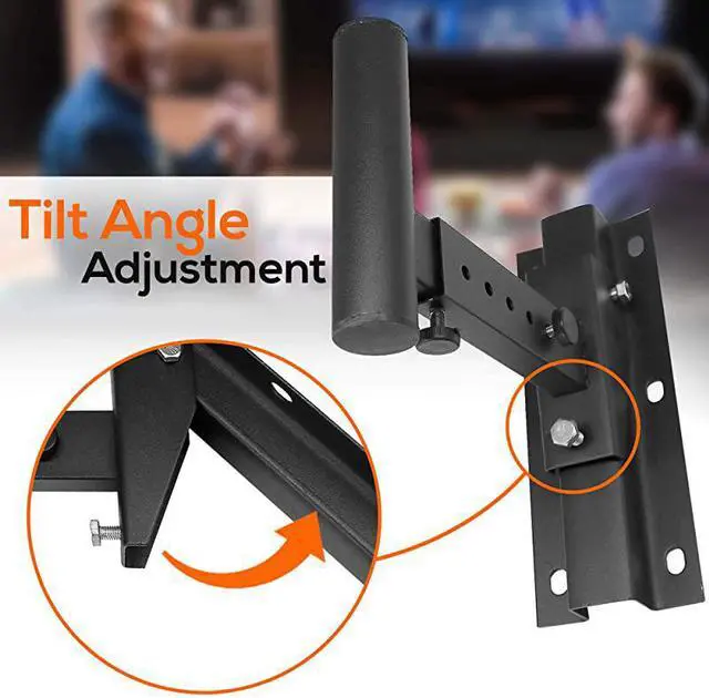 Alt view image 2 of 6 - 90°30° Angle Tilt Rotation Adjustment SolidSteel Pin Serves as SafetyStop Mount Speaker Bracket StandsDual Universal Adjustable w 125 Distance from Wall PSTNDW15