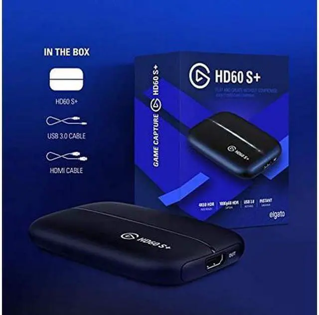 Alt view image 2 of 2 - Elgato HD60 S+, External Capture Card, Stream and Record in 1080p60 HDR10 or 4K60 HDR10 with ultra-low latency on PS5, PS4/Pro, Xbox Series X/S, Xbox One X/S, in OBS and more, works with PC and Mac
