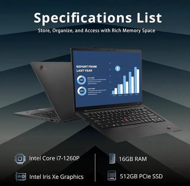 Alt view image 4 of 5 - Lenovo ThinkPad X1 Carbon Gen 10 21CB009HUS 14" Touchscreen Notebook - WUXGA - 1920 x 1200 - Intel Core i7 12th Gen i7-1260P Dodeca-core (12 Core) - 16 GB Total RAM - 16 GB On-board Memory - 512