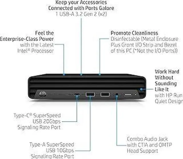 Alt view image 3 of 6 - HP Elite Mini 800 G9 Business Desktop TFF PC | Intel Core i5-12500T 6-Core | 32GB DDR5 RAM | 256GB PCIe SSD | Intel UHD 770 Graphics | Wi-Fi + Bluetooth | HDMI + DisplayPort + VGA | Windows 11 Pro