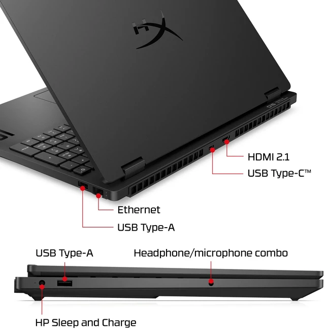 Alt view image 7 of 7 - HP HyperX OMEN 15 RGB Gaming Laptop, Intel Core i7-14650HX, 16GB DDR5 RAM, 1TB SSD, NVIDIA GeForce RTX 5060 8GB GDDR7, 15.3" WUXGA IPS 165Hz Display, Wi-Fi 7, Windows 11 Home, Shadow Black