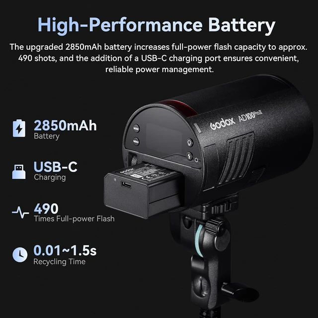 Alt view image 2 of 6 - Godox AD100Pro II Pocket Flash #AD100PROII