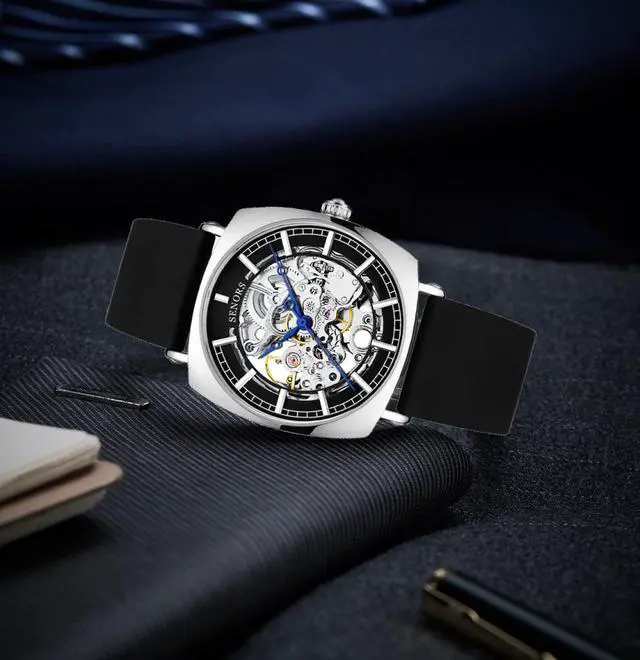 Alt view image 3 of 6 - Mens Automatic Mechanical Wrist Watches Silicone Strap, Skeleton Tourbillon Self Winding Waterproof Watches for Men, Original Design Fashion Casual Sport Luminous Man Watches