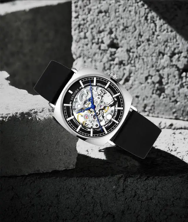 Alt view image 4 of 6 - Mens Automatic Mechanical Wrist Watches Silicone Strap, Skeleton Tourbillon Self Winding Waterproof Watches for Men, Original Design Fashion Casual Sport Luminous Man Watches