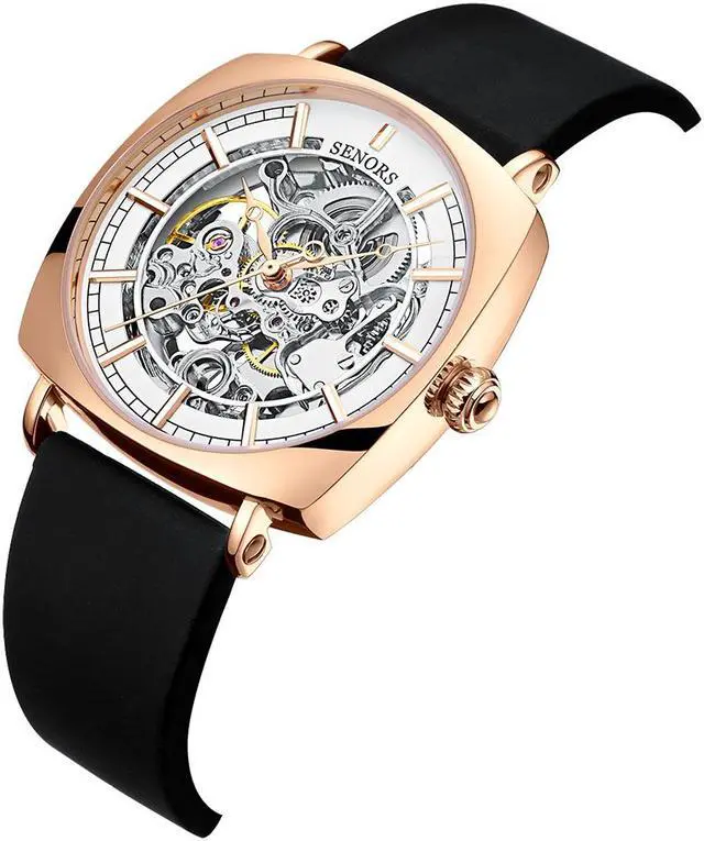 Alt view image 2 of 6 - Mens Automatic Mechanical Wrist Watches Silicone Strap, Skeleton Tourbillon Self Winding Waterproof Watches for Men, Original Design Fashion Casual Sport Luminous Man Watches
