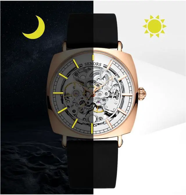 Alt view image 5 of 6 - Mens Automatic Mechanical Wrist Watches Silicone Strap, Skeleton Tourbillon Self Winding Waterproof Watches for Men, Original Design Fashion Casual Sport Luminous Man Watches