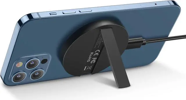 Main image of Mini Magnetic Wireless Charger with Kickstand for iPhone 13/13 Pro/13 Pro Max/13 Mini, Black