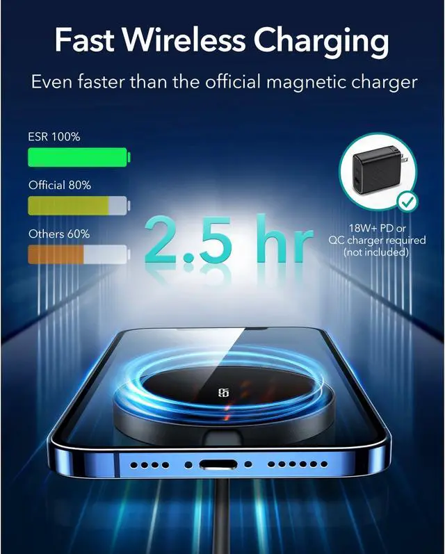 Alt view image 7 of 7 - Mini Magnetic Wireless Charger with Kickstand for iPhone 13/13 Pro/13 Pro Max/13 Mini, Black